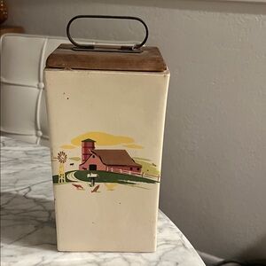 Farmhouse Cream and Brown Storage Bin
